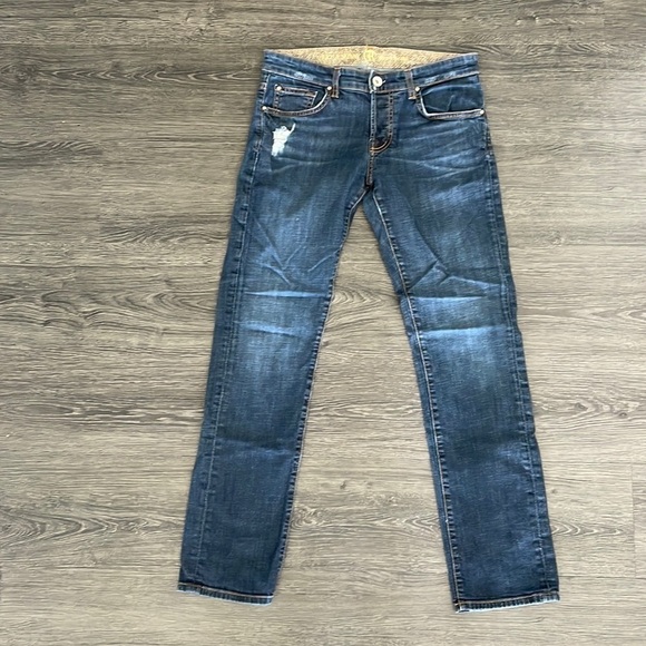 Sz26 Rich & Skinny Straight Leg distressed Dark blue wash EUC - Picture 3 of 10